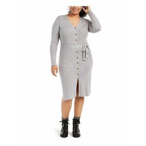 New PLANET GOLD 3X Gray Heather Long Sleeve Midi S